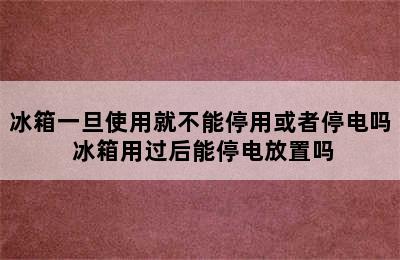 冰箱一旦使用就不能停用或者停电吗 冰箱用过后能停电放置吗